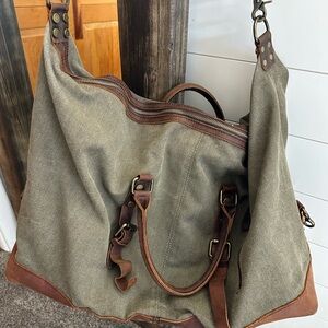 Szone Waxed Canvas & Leather Duffel Bag Weekender Travel Tote Crossbody